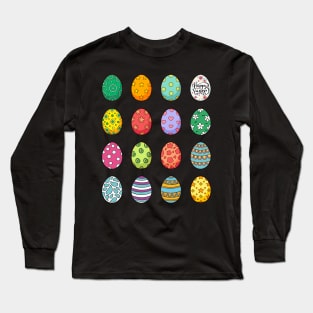 Happy Easter Eggs Funny Easter Day Graphic Tees Casual Tops T-Shirt Long Sleeve T-Shirt